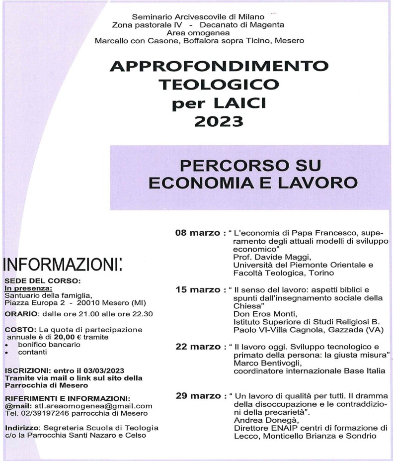 Approfondimento teologico per Laici 2023